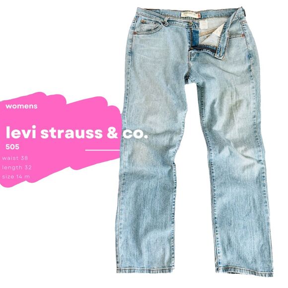 Levi's Denim - Levis 505 Women's Size 14M Light Wash Straight Leg Jeans Y2K Mom Denim Blue